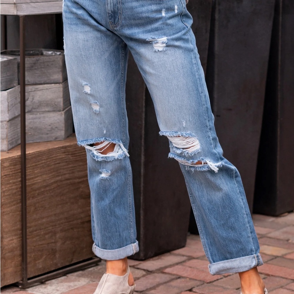 KanCan Light Blue Distressed Boyfriend Jeans